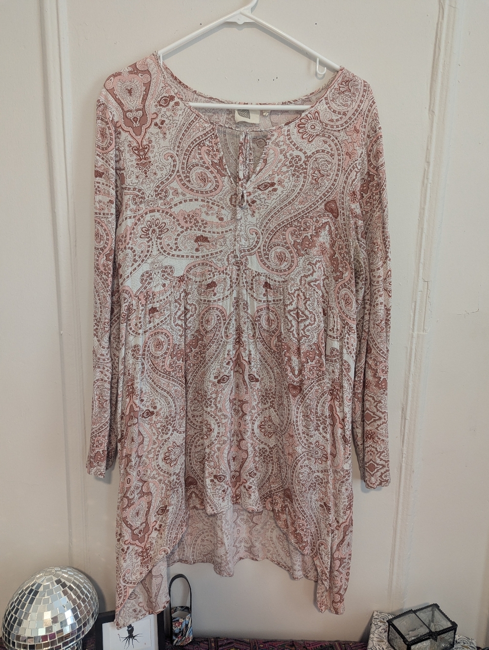 Adorable Long Sleeve Paisley Tunic Dress